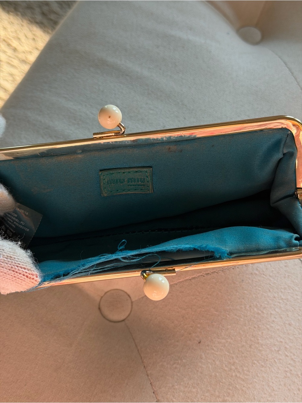 Authentic Miu Miu Parfums Glossy Teal Patent Leather Clutch - Picture 3 of 5